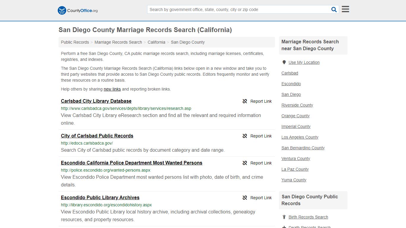 San Diego County Marriage Records Search (California) - County Office