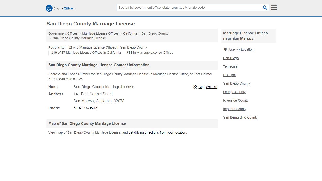 San Diego County Marriage License